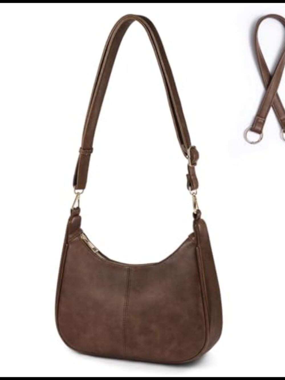 Vegan PU Leather Hobo Shoulder Crossbody Bag with 2 Straps